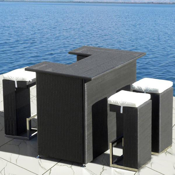 Outdoor Furniture - Wicker Bar Set - Ebony